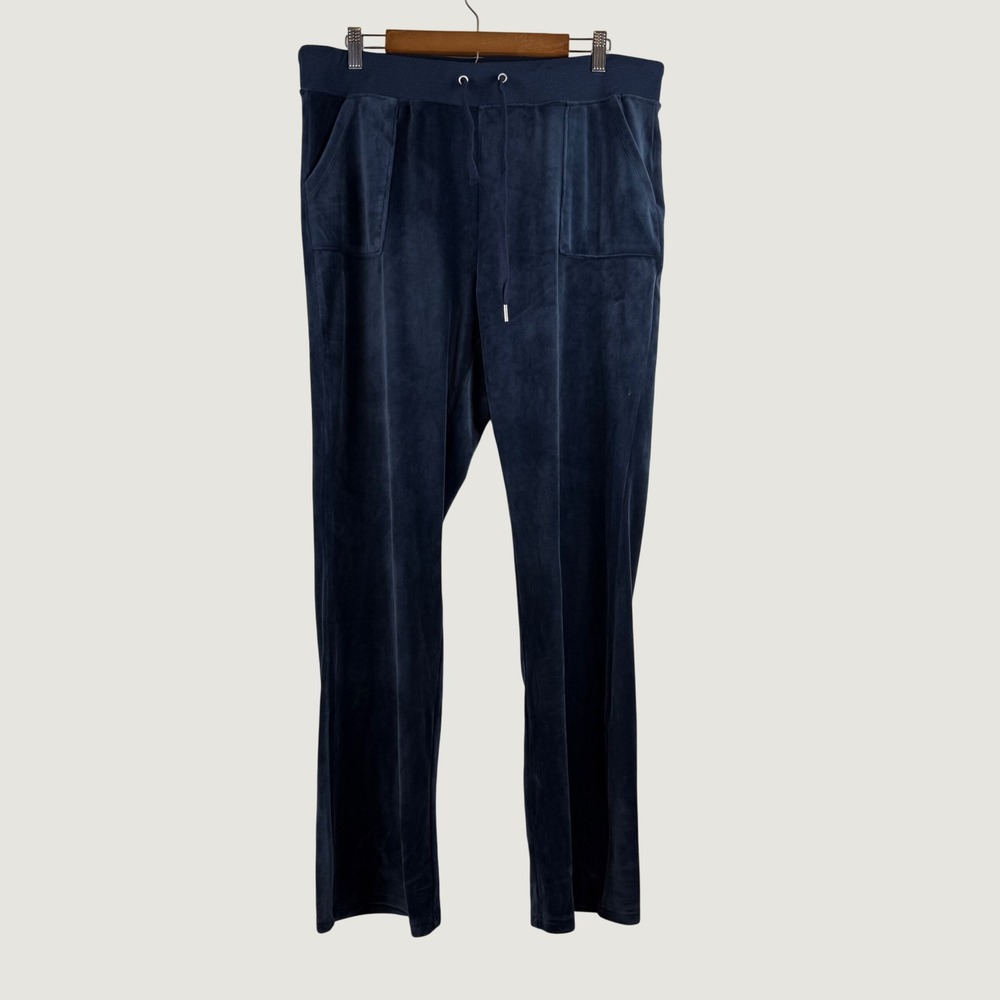 NWT Juicy Couture Velour Pant Y2K Women XL Navy Solid Bootcut Retro Comfy Lounge